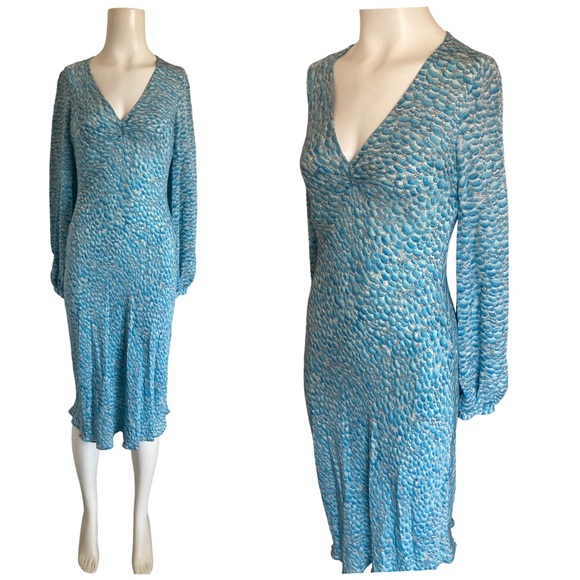 Diane Von Furstenberg Dresses & Skirts - Diane Von Furstenberg Blue Silk Bubble Print Dress Sz 6